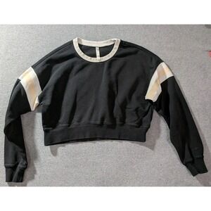 Fabletics Cropped Sweatshirt Womens Large Black Crewneck Athleisure